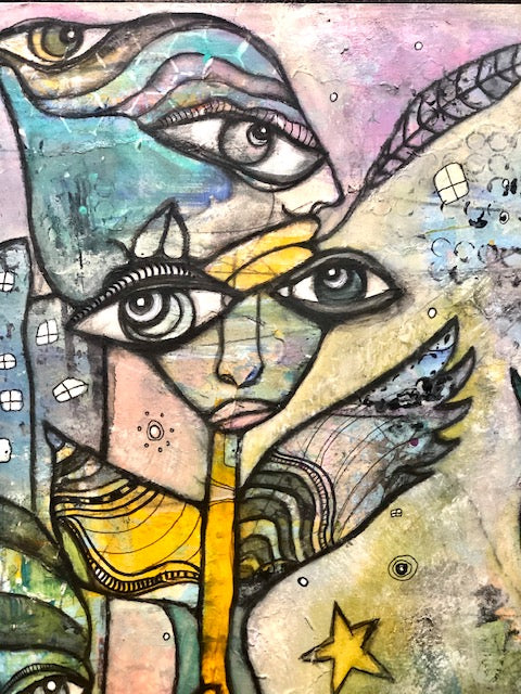 Original Abstract Fine Art &quot;Creatures in the city&quot;