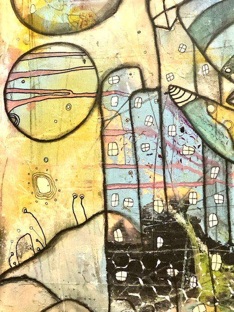 Original Abstract Fine Art &quot;Creatures in the city&quot;