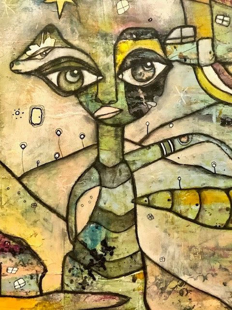 Original Abstract Fine Art &quot;Creatures in the city&quot;