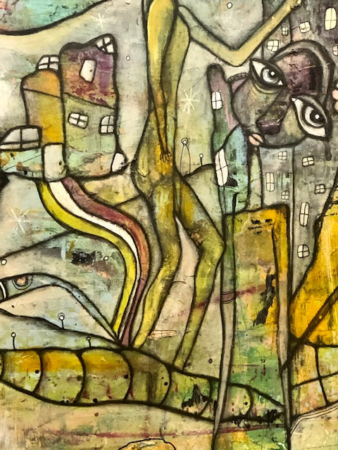 Original Abstract Fine Art &quot;Creatures in the city&quot;