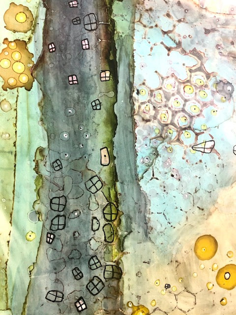 Original Abstract Fine Art &quot;Underwater City&quot;