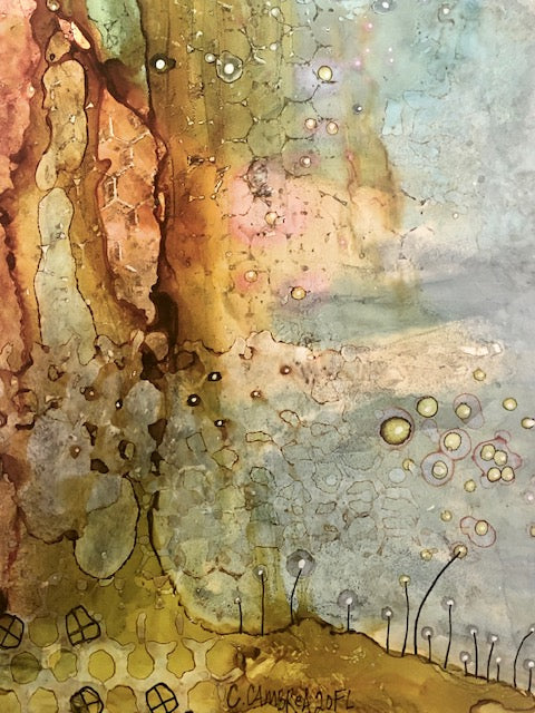 Original Abstract Fine Art &quot;Underwater City&quot;