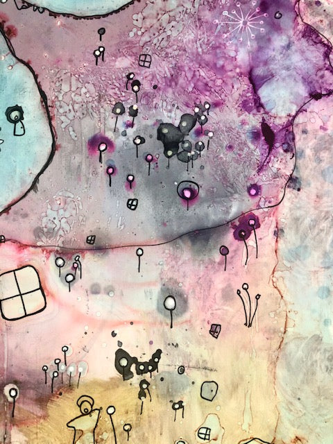 Original Abstract Fine Art &quot;Pink Creature Friend&quot;