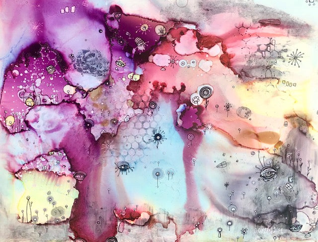 Original Abstract Fine Art &quot;Hiding in the purple abyss&quot;