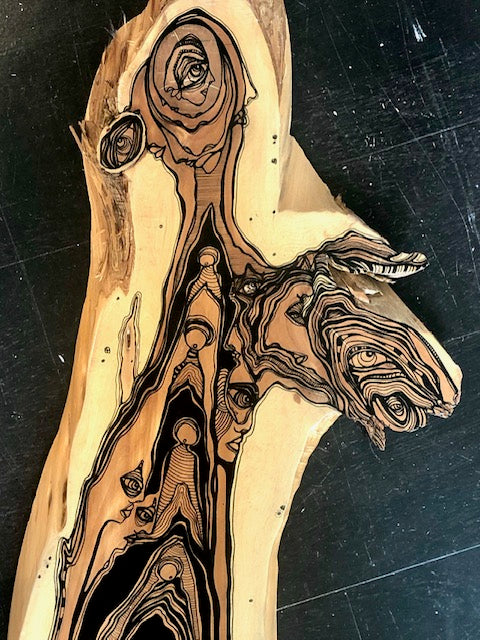 Original Abstract Fine Art &quot;The angel and her golden door&quot;