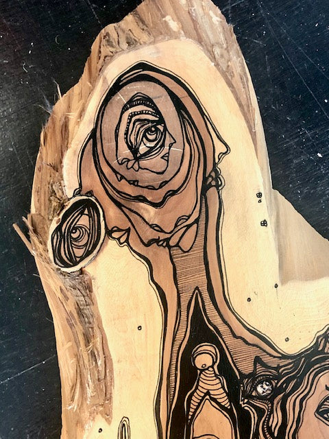 Original Abstract Fine Art &quot;The angel and her golden door&quot;