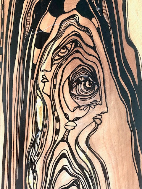 Original Abstract Fine Art &quot;The angel and her golden door&quot;