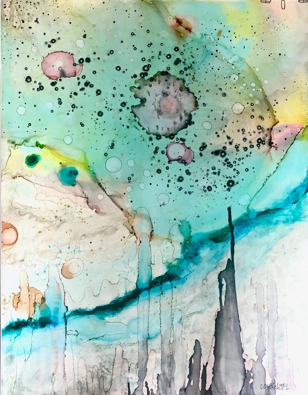 Original Abstract Fine Art &quot;Life in the blue city&quot;