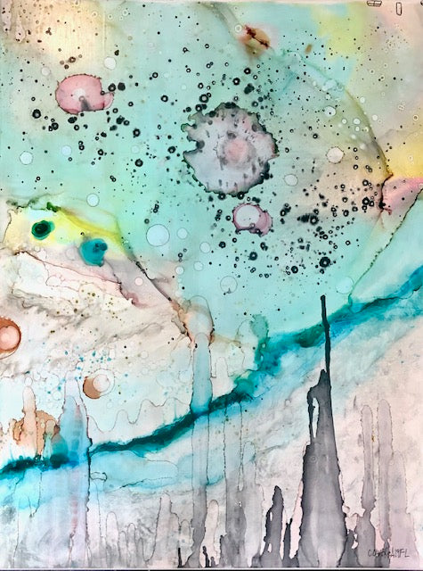 Original Abstract Fine Art &quot;Life in the blue city&quot;