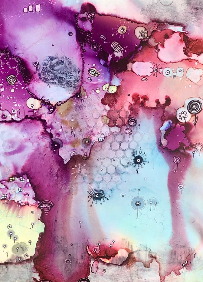 Original Abstract Fine Art "Hiding in the purple abyss"