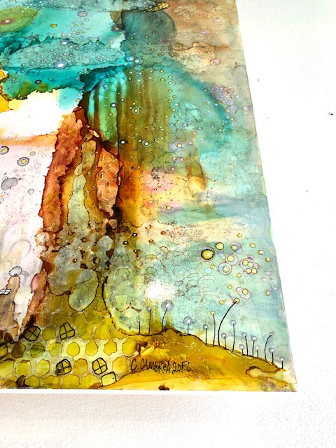 Original Abstract Fine Art &quot;Underwater City&quot;