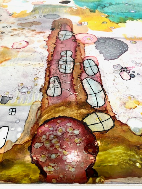 Original Abstract Fine Art &quot;Underwater City&quot;