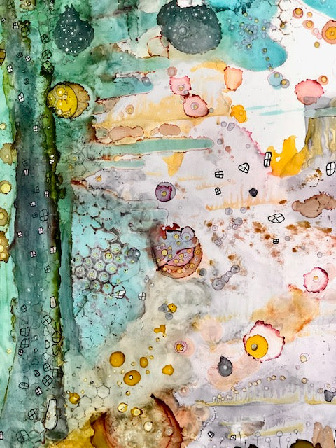 Original Abstract Fine Art &quot;Underwater City&quot;