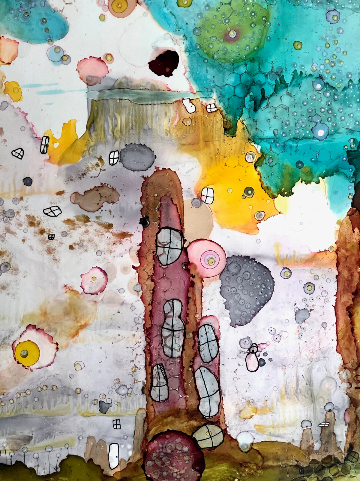 Original Abstract Fine Art &quot;Underwater City&quot;