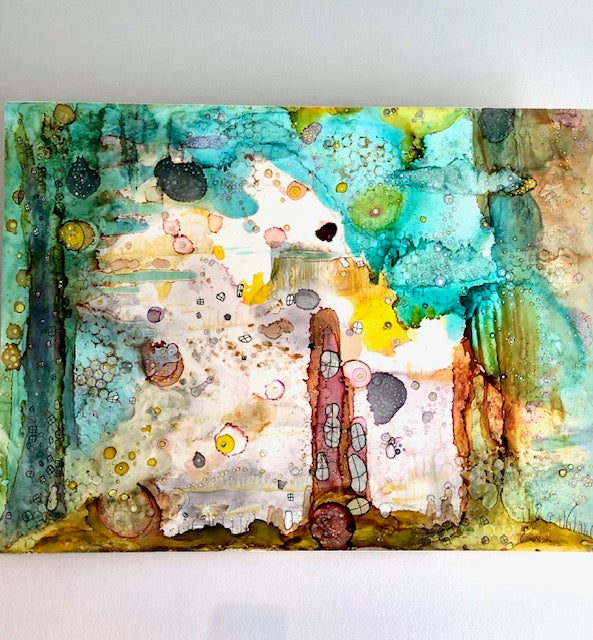 Original Abstract Fine Art &quot;Underwater City&quot;