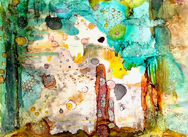 Original Abstract Fine Art &quot;Underwater City&quot;