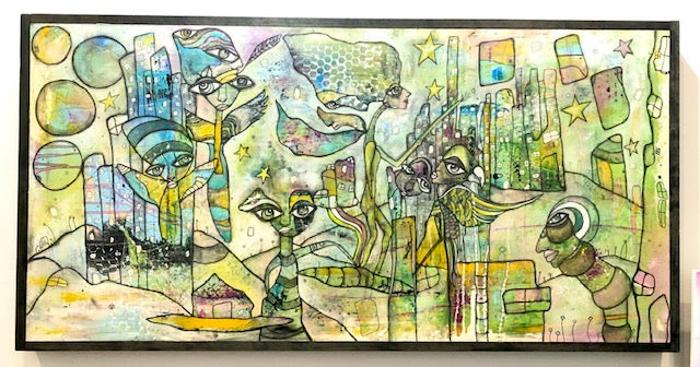 Original Abstract Fine Art &quot;Creatures in the city&quot;