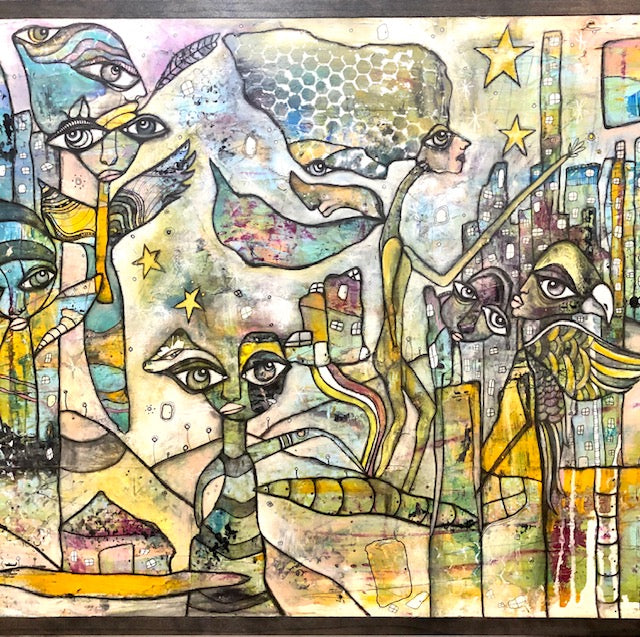 Original Abstract Fine Art &quot;Creatures in the city&quot;