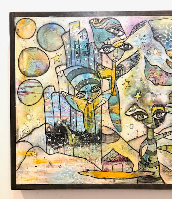 Original Abstract Fine Art &quot;Creatures in the city&quot;