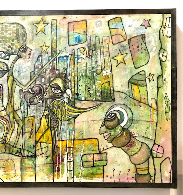 Original Abstract Fine Art &quot;Creatures in the city&quot;
