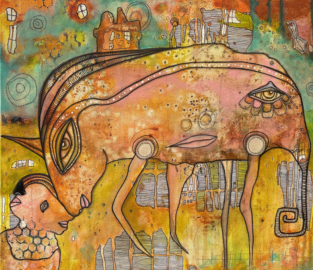 Original Fine Art &#39;Friends in the Dreamscape&#39; on canvas