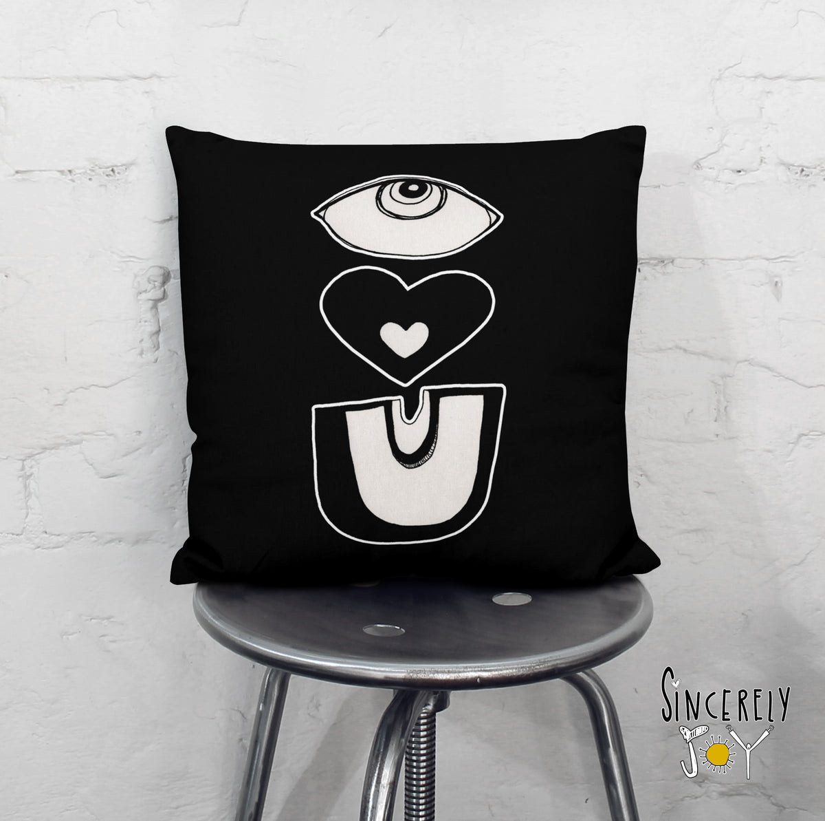 &#39;EYE LOVE YOU&#39; Throw Pillow Black