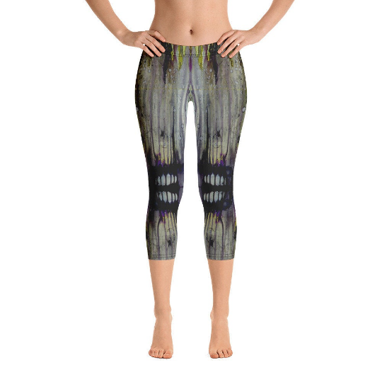 Abstract Capri leggings, Workout Pants 'Drippy Town'