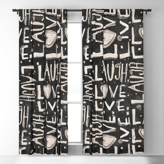 Window Curtains &quot;LAUGH. LOVE. LIVE.&quot;