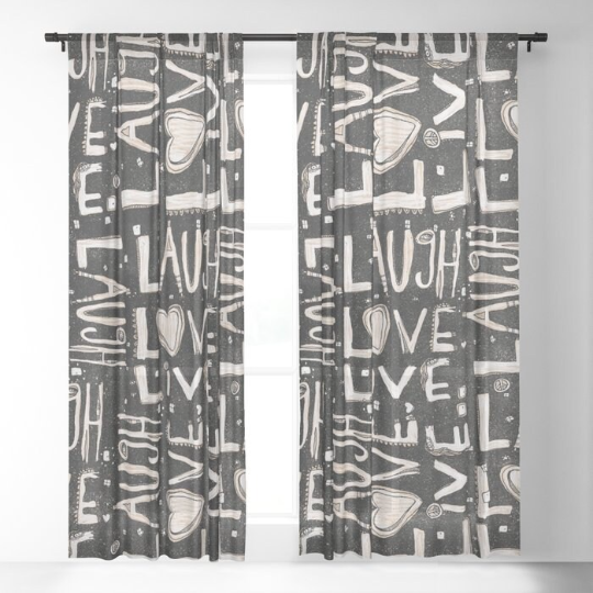 Window Curtains &quot;LAUGH. LOVE. LIVE.&quot;