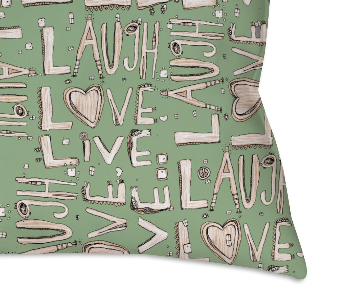 Throw Pillow Dark Grey &#39;Laugh. Love. Live&#39;