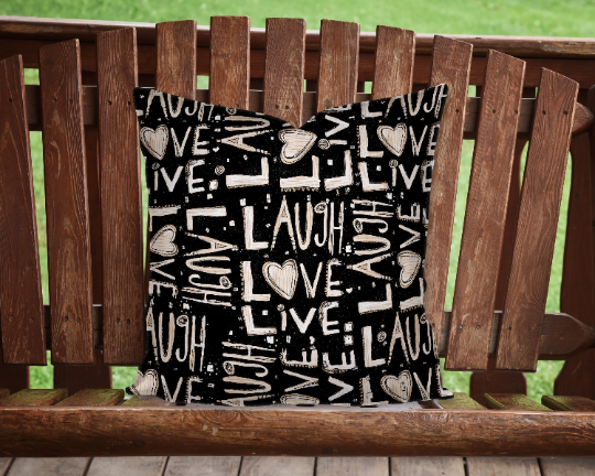 Outdoor Pillow Cushion &quot;Love.Laugh.Live&quot;
