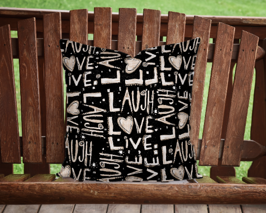 Outdoor Pillow Cushion "Love.Laugh.Live"