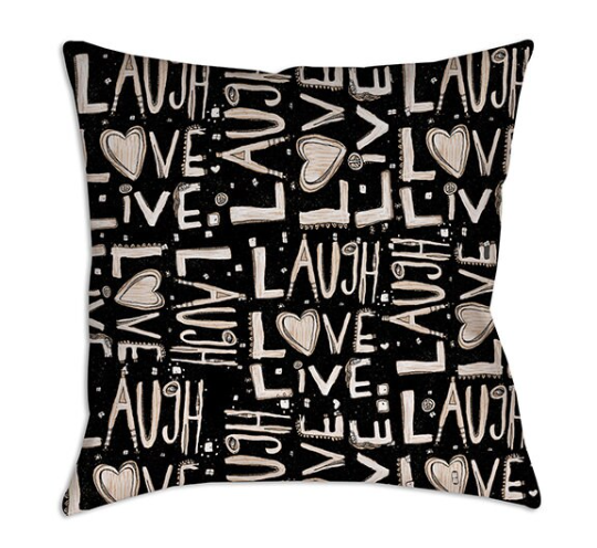 Outdoor Pillow Cushion &quot;Love.Laugh.Live&quot;