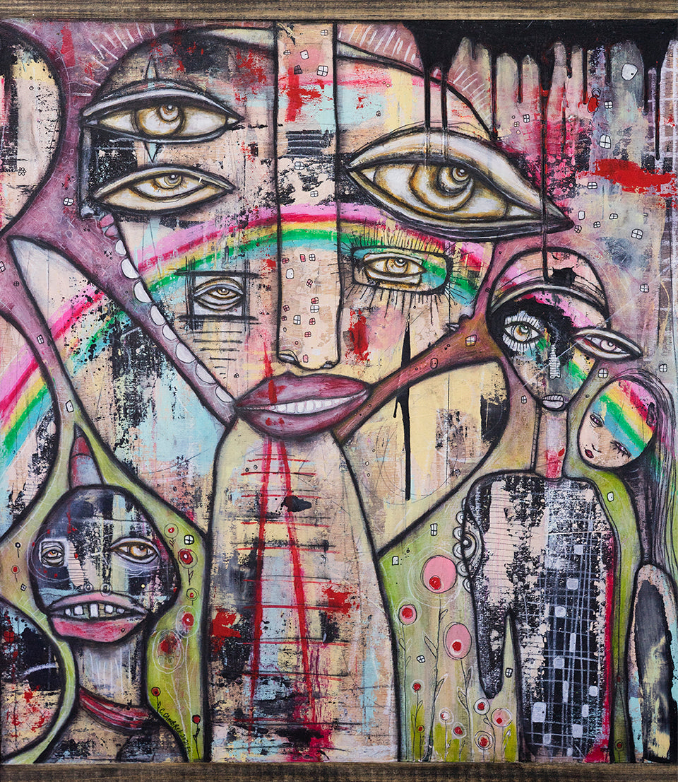 Original Mixed Media Fine Art on Wood &#39;A Love Story&#39;