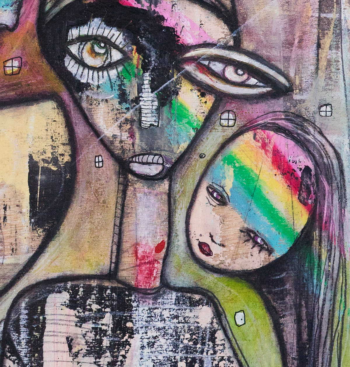 Original Mixed Media Fine Art on Wood &#39;A Love Story&#39;