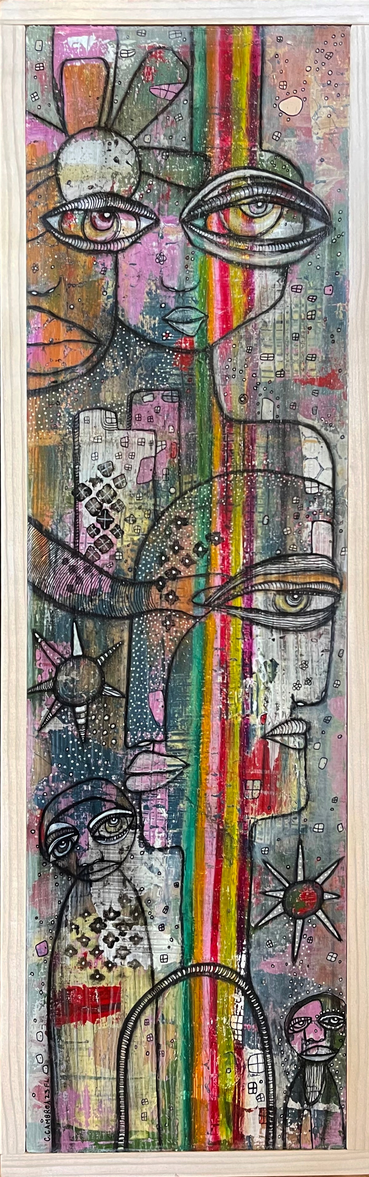 Original Mixed Media Fine Art on Wood &#39;Manifesting Rainbows&#39;