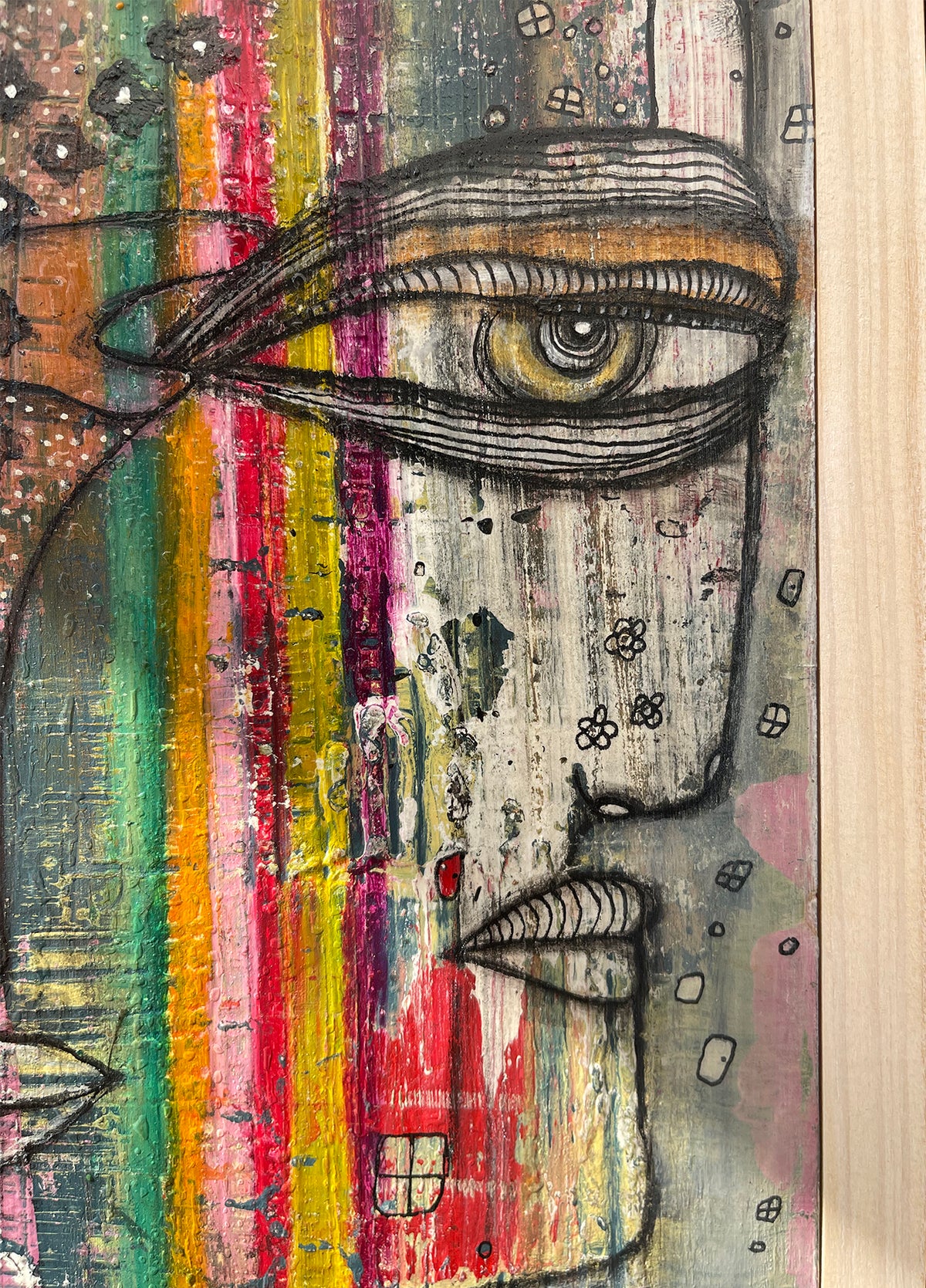 Original Mixed Media Fine Art on Wood &#39;Manifesting Rainbows&#39;