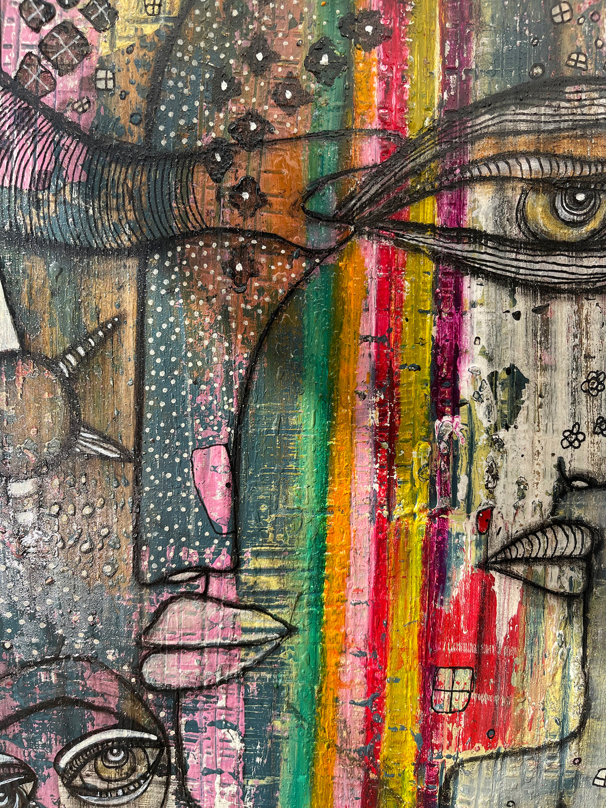 Original Mixed Media Fine Art on Wood &#39;Manifesting Rainbows&#39;