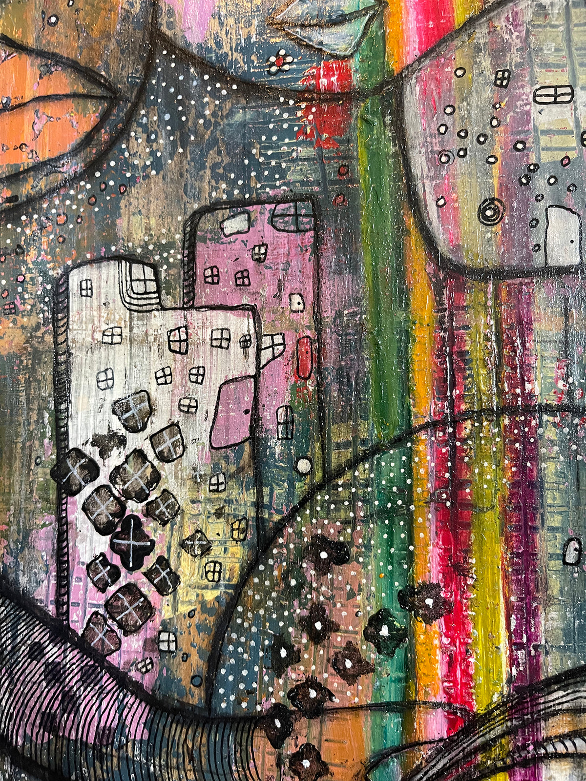 Original Mixed Media Fine Art on Wood &#39;Manifesting Rainbows&#39;