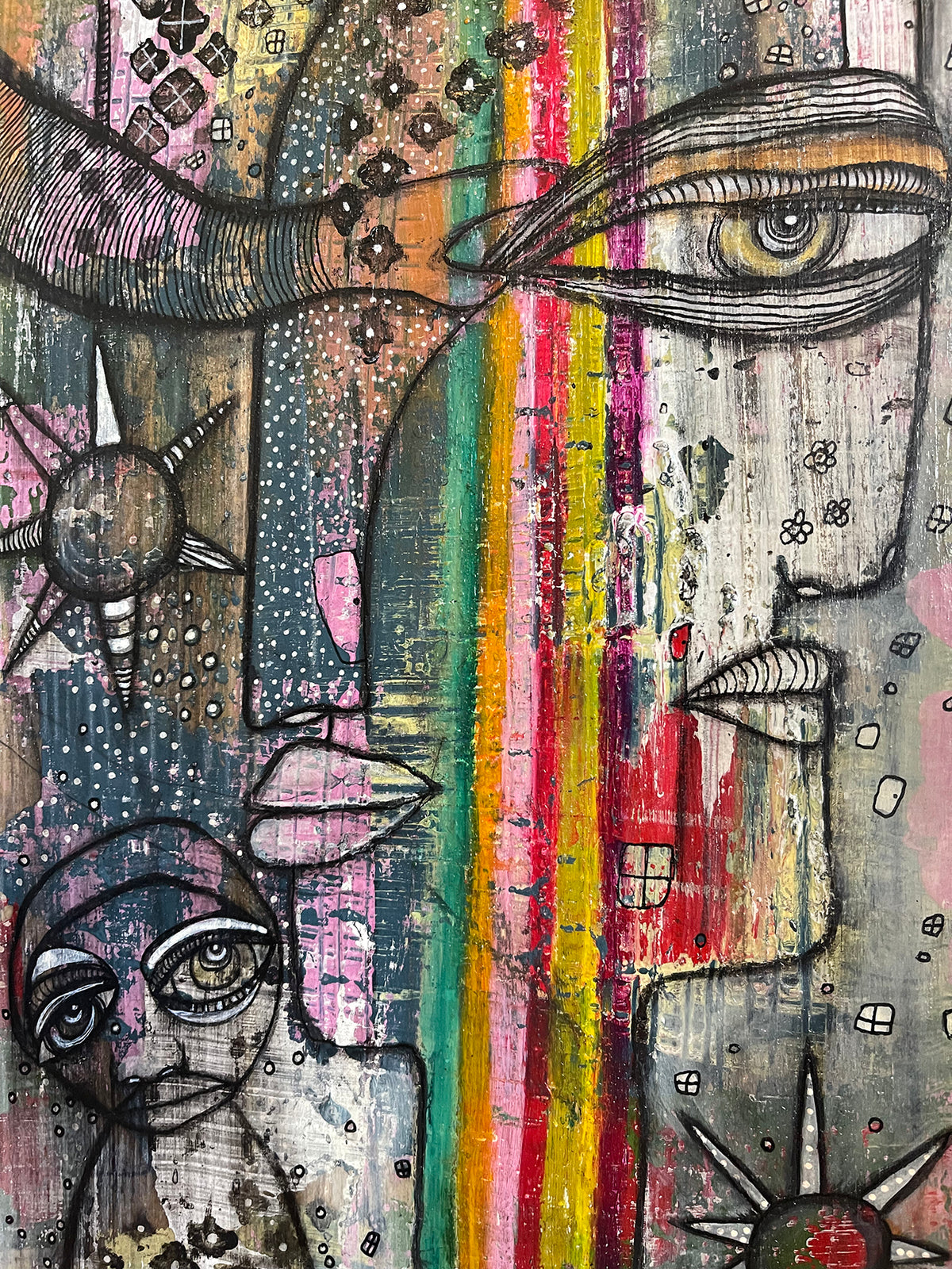 Original Mixed Media Fine Art on Wood &#39;Manifesting Rainbows&#39;