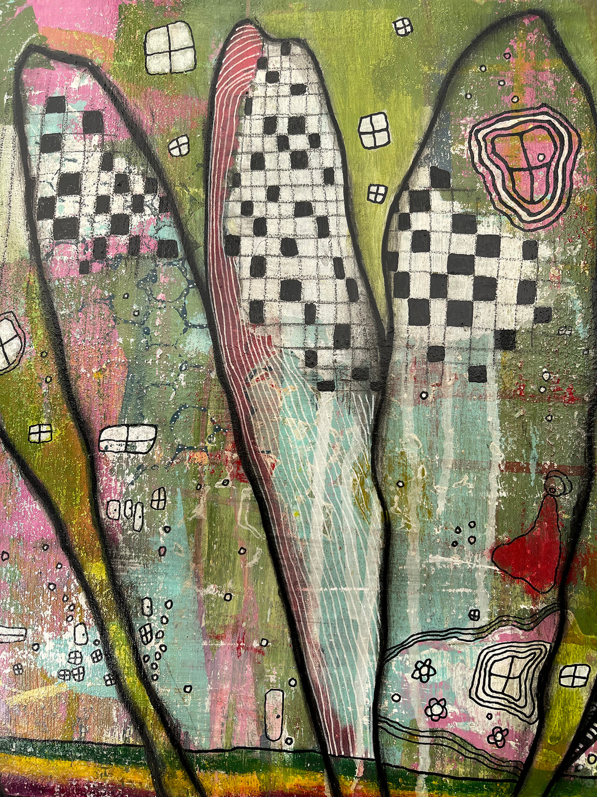 Original Mixed Media Fine Art on Wood &#39;Magic Maker&#39;