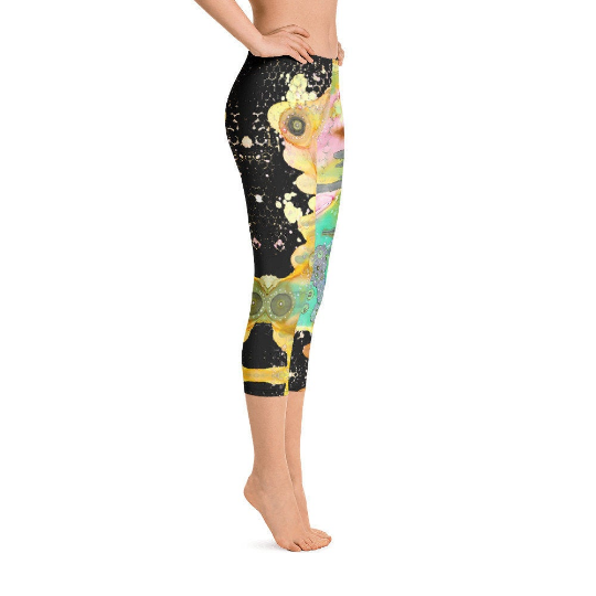 Abstract Capri leggings, Workout Pants &#39;Over the rainbow 02&#39;