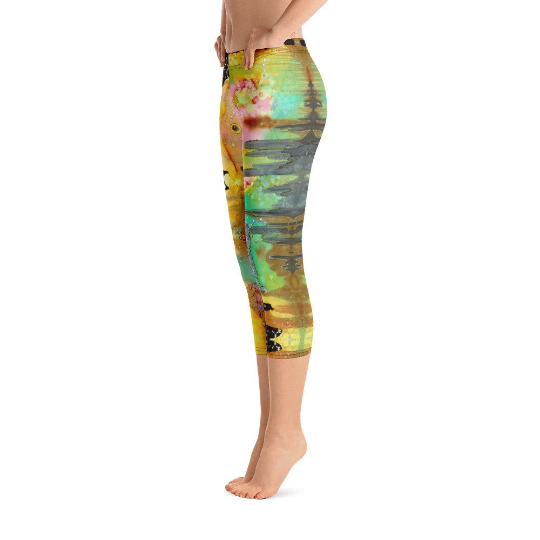 Abstract Capri leggings, Workout Pants &#39;Over the rainbow 02&#39;