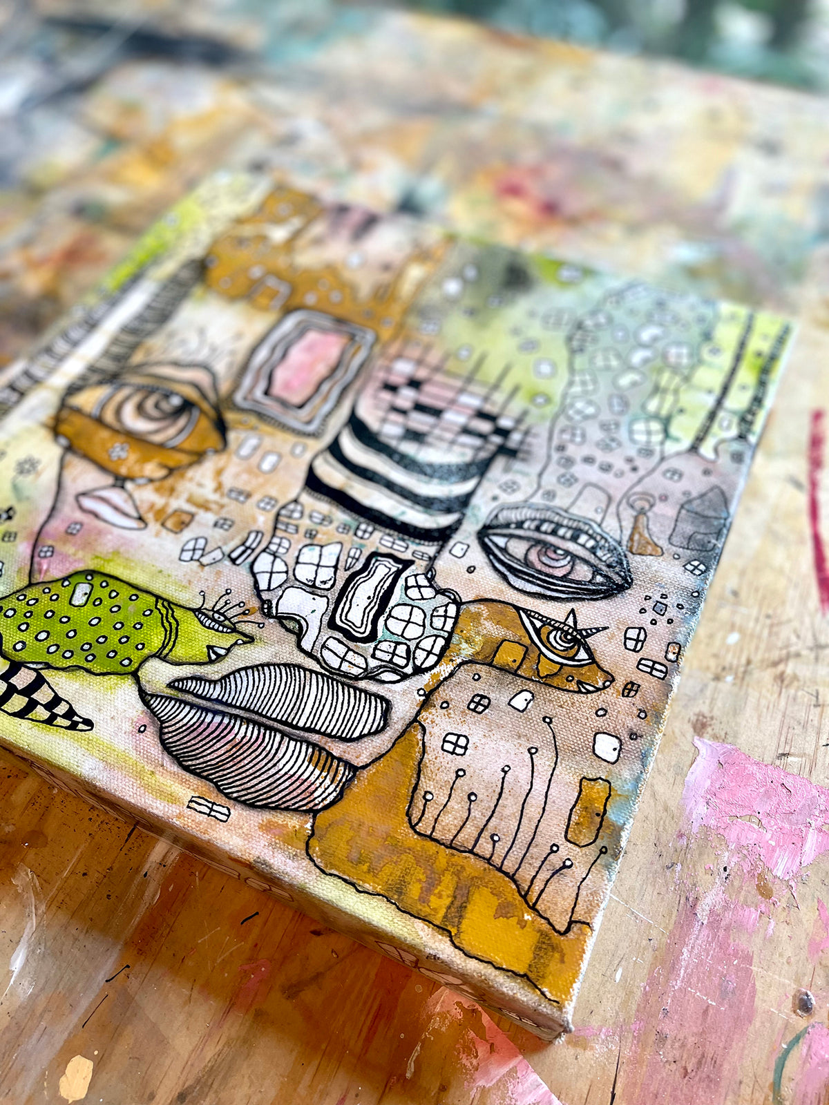 Original Fine Art on Canvas &#39;through the pink door&#39;