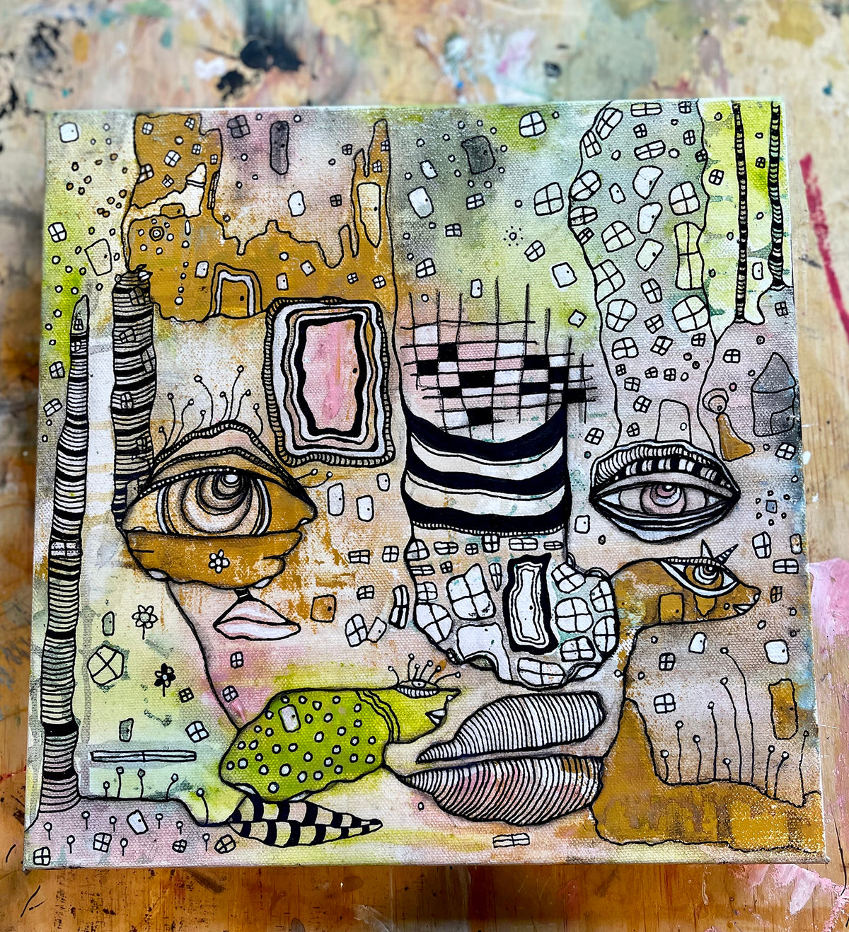 Original Fine Art on Canvas &#39;through the pink door&#39;