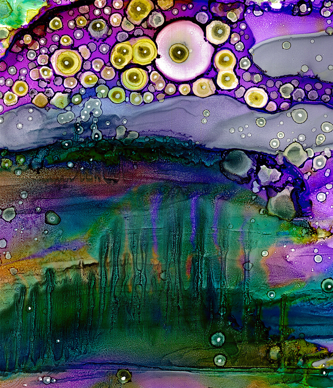 Colorful Abstract Shower Curtain &#39;Purple Mountain&#39;