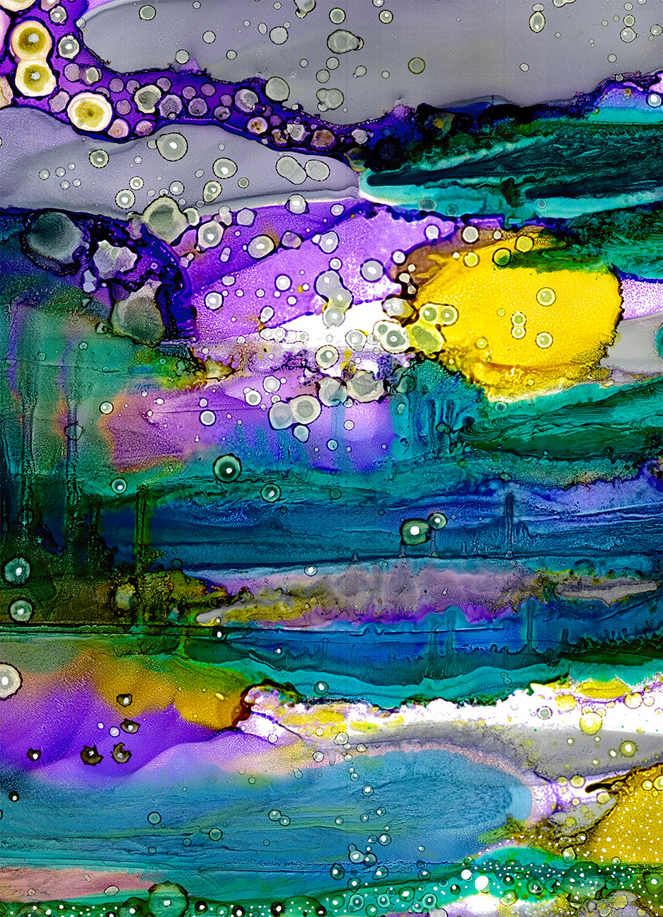 Colorful Abstract Shower Curtain &#39;Purple Mountain&#39;