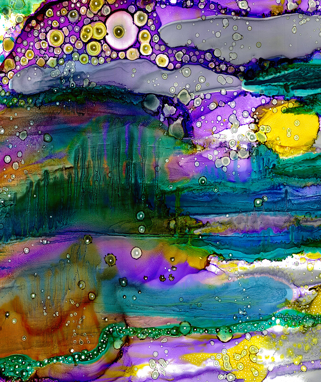 Colorful Abstract Shower Curtain &#39;Purple Mountain&#39;