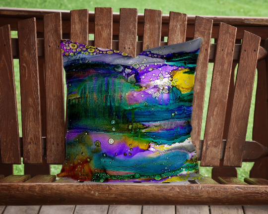 Outdoor Pillow Cushion "Purple Mountain I"