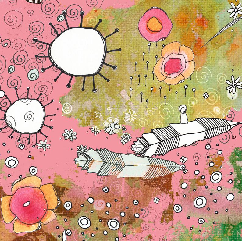 Tote Bag &#39;Pink Feathers Flowers Showers &#39;